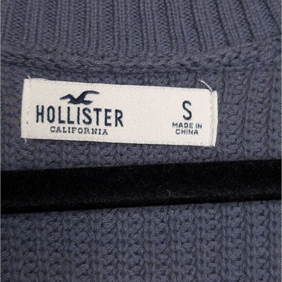 Hollister Striped Knit Pullover Gray White Cotton Crewneck - Picture 4 of 7